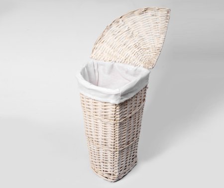 Корзина для белья WasserKRAFT Vils WB-560-L белая, большая, угловая 