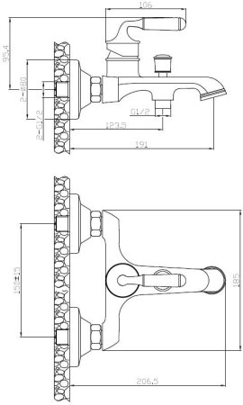 Смеситель для ванны и душа ESKO PRAGUE (PG 54) 
