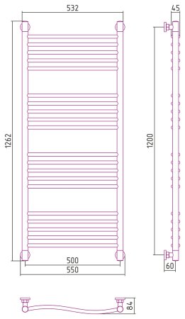 Полотенцесушитель водяной Сунержа Флюид+ 120x50 состаренная бронза 