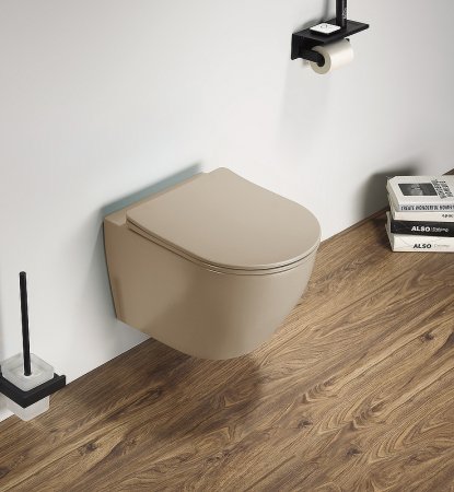 Унитаз CeramaLux 2197MC подвесной Капучино матовый с сиденьем Микролифт 