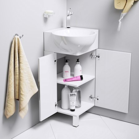 Тумба под раковину Aqwella Рио 45 Rio.01.04 угловая Белая 