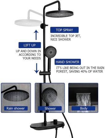 Душевая система Gappo G2495-86 Черная матовая 