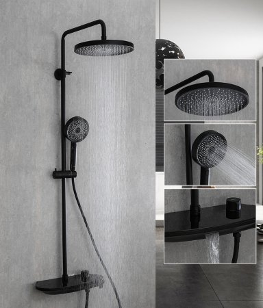 Душевая система Gappo G2495-86 Черная матовая 
