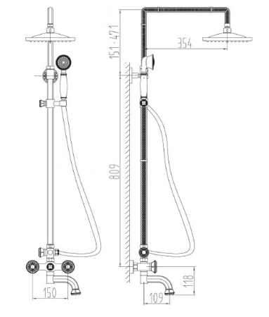 Душевая система Milacio Almeria MC.100.SL Серебро 