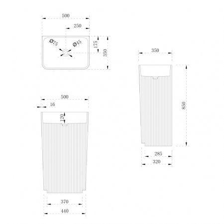 Раковина отдельностоящая ABBER Stein AS2505-H белая матовая 