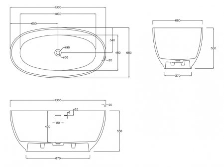Ванна из искусственного камня ABBER Stein AS9641-1.3 белая матовая 