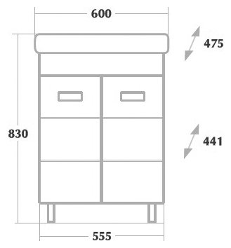 Тумба с раковиной Onika Балтика-Квадро 60 