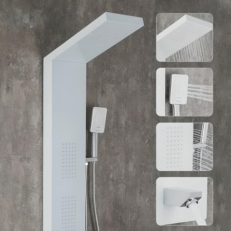 Душевая панель Frap F24005-8 с гидромассажем Белая Хром 