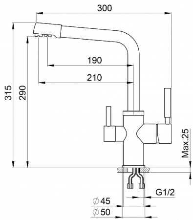Смеситель для кухонной мойки Granula GR-2015 хром 
