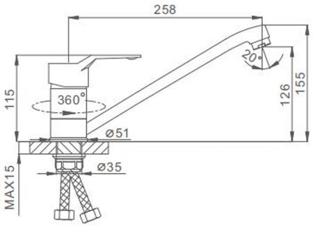 Смеситель для кухни Frap H63 F4963 Хром 