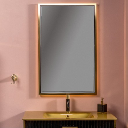 Зеркало Armadi Art Monaco с подсветкой 70*110 см глянец черное+золото 566-BG 