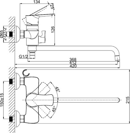 Смеситель D&K Rhein Reisling DA1273341 универсальный 