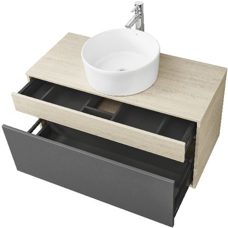 Тумба под раковину Aquaton Лофт Урбан 100 1A247701LQX60 подвесная Cерый графит Дуб орегон 