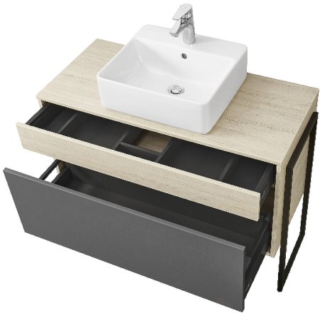 Тумба под раковину Aquaton Лофт Урбан 100 1A247701LQX60 подвесная Cерый графит Дуб орегон 