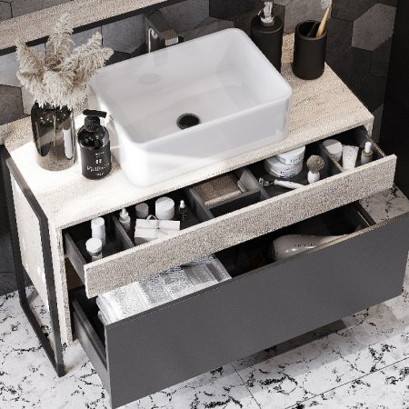 Тумба под раковину Aquaton Лофт Урбан 100 1A247701LQX60 подвесная Cерый графит Дуб орегон 