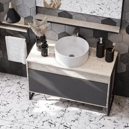 Тумба под раковину Aquaton Лофт Урбан 100 1A247701LQX60 подвесная Cерый графит Дуб орегон 