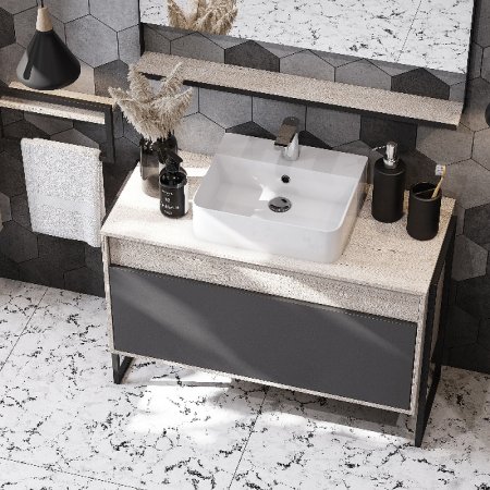 Тумба под раковину Aquaton Лофт Урбан 100 1A247701LQX60 подвесная Cерый графит Дуб орегон 