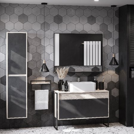 Тумба под раковину Aquaton Лофт Урбан 100 1A247701LQX60 подвесная Cерый графит Дуб орегон 