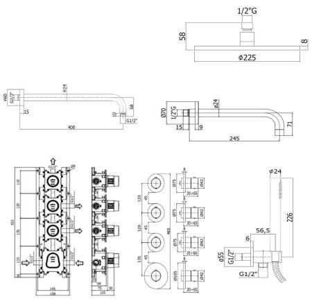 Душевая система Paffoni Modular Box KITMB019NO141 с термостатом Черная матовая 