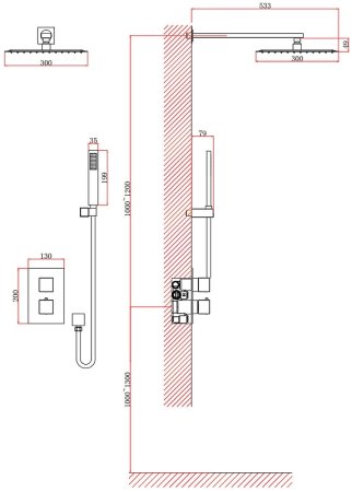 Душевая система D&K Bayern Liszt DA2515707A04 с термостатом Золото матовое 