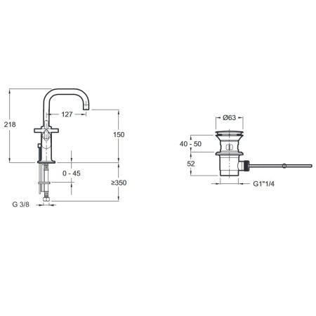 Смеситель для раковины Jacob Delafon Purist E14594-3-CP 