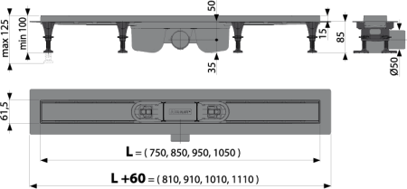 Душевой лоток AlcaPlast APZ12-850 Optimal 