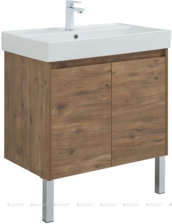 Тумба с раковиной Aquanet Nova Lite 75 дуб рустикальный (2 дверцы) 