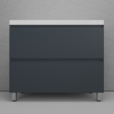 Тумба напольная  Style Line "Манхэттен 100" ЭМАЛЬ под ASTI 100 2 ящика PLUS графит 