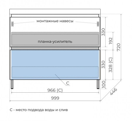 Тумба напольная  Style Line "Манхэттен 100" ЭМАЛЬ под ASTI 100 2 ящика PLUS графит 