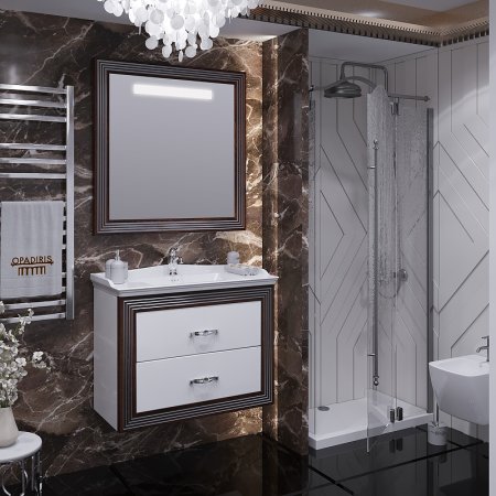 Тумба под раковину Opadiris Карат 80 00-00003518 подвесная Слоновая кость с серебряной патиной 