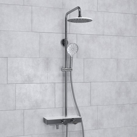 Душевая система WasserKRAFT A113.067.127.CH Thermo с термостатом Хром Белая 