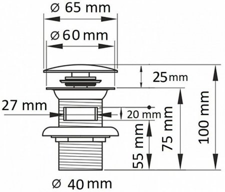 Донный клапан для раковины CeramaLux RD019 с переливом, черный 
