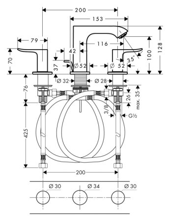 Смеситель Hansgrohe Metris 31083000 для раковины 
