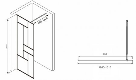 Душевая перегородка Abber Immer Offen 100 AG63100B8 профиль Черный стекло прозрачное 