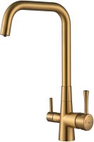 Смеситель для кухни с подключением фильтра Shevanik S528G, золотой сатин