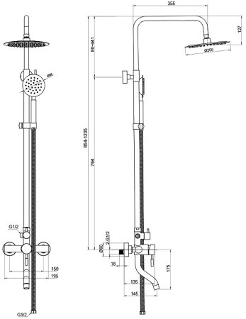 Душевая система Olive's Balear 13511BL Нержавеющая сталь 