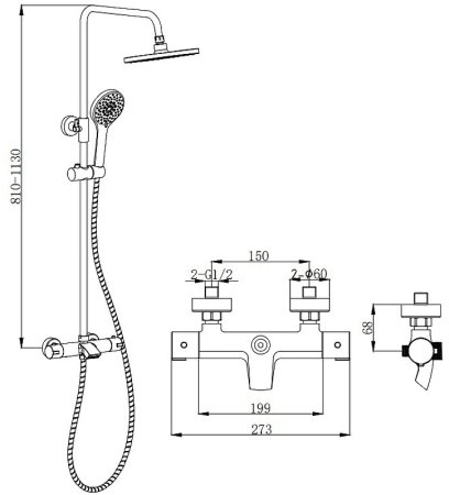 Душевая система Boch Mann Oglio TS BM9648 с термостатом Хром 