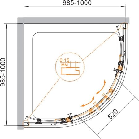 Душевой уголок Cezares ECO-O-R-2-100-C-NERO стекло прозрачное 