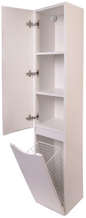 Шкаф пенал Style Line Бергамо 30 L СС-00002326 с бельевой корзиной Белый антискрейтч 