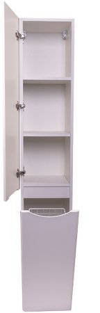 Шкаф пенал Style Line Бергамо 30 L СС-00002326 с бельевой корзиной Белый антискрейтч 