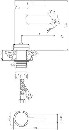 Смеситель для раковины Olive's Balear 13100BLB Черный матовый 