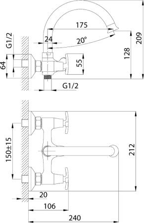 Смеситель для ванны и душа Rossinka RS40-83 Хром 