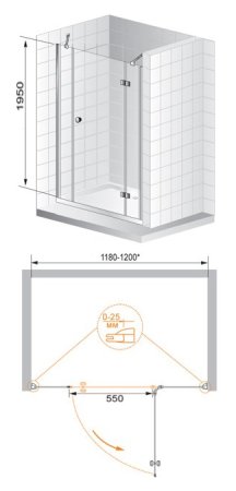 Душевая дверь в нишу Cezares Verona B13 40/60/30 C Cr 
