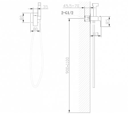 Гигиенический душ со смесителем Abber Daheim AF8226B Черный матовый 