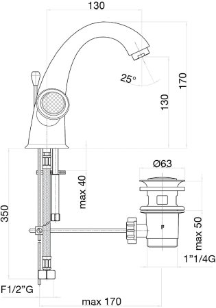 Смеситель для раковины Fiore VENERE SKY (SWAROVSKI®) 13ZZ0623, бронза 