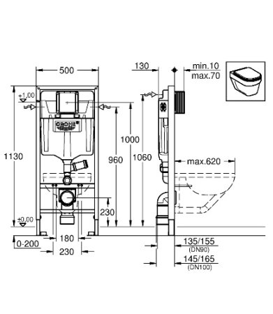 Инсталляция для унитаза Grohe Solido Euro Ceramic WC Arena Cosmo 39702000 5 в 1 