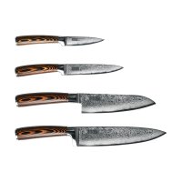 Набор из 4 ножей Omoikiri Damascus Suminagashi SET+подставка 4996233