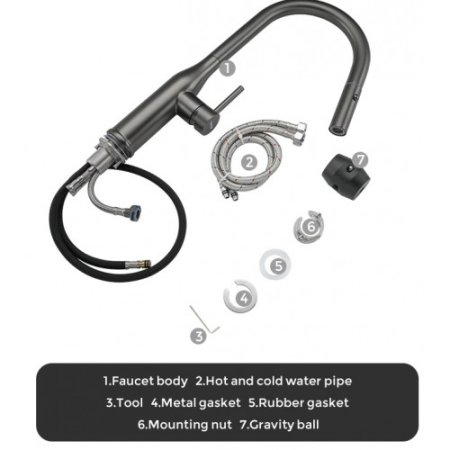 Смеситель для кухонной мойки Gappo G4398-41 оружейная сталь 