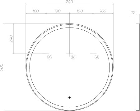 Зеркало VIGO Cosmo z.COS.70.Classic, 70 см 