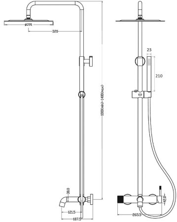 Душевая система Boheme Uno 468-BG Черная матовая Золото 